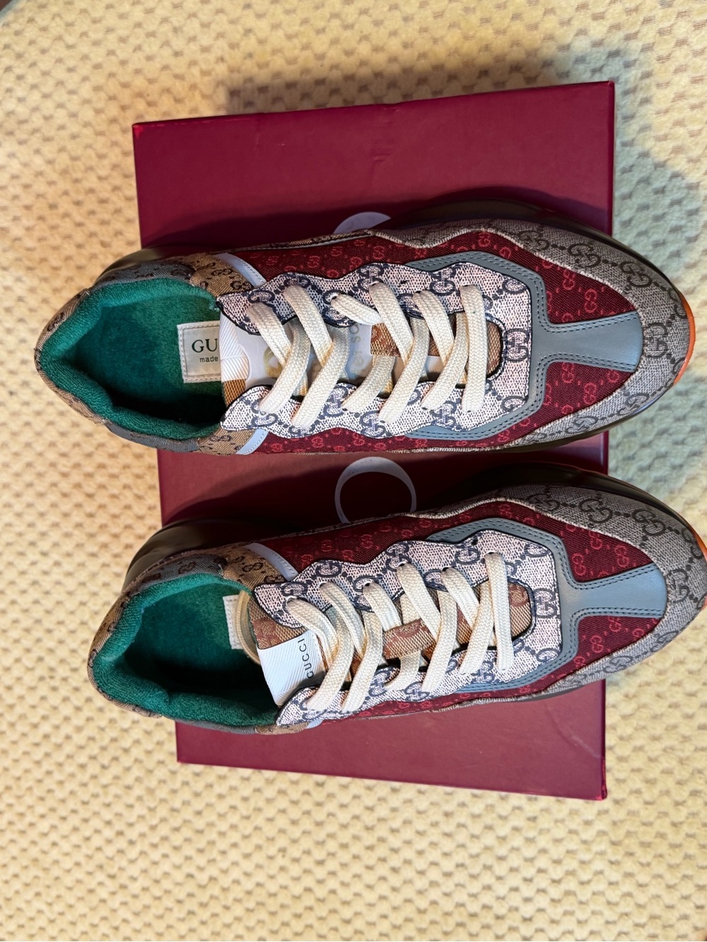 Gucci GG Monogram Sneakers in Brown, Red & Orange - Picture 3 of 3